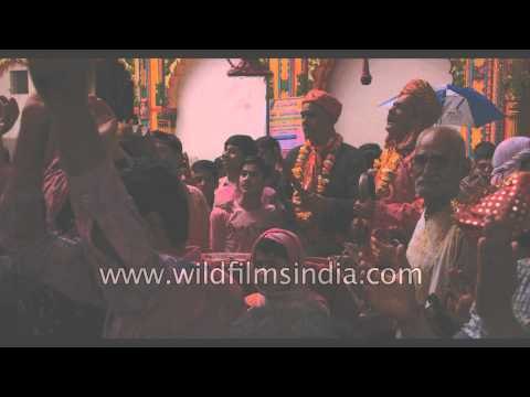 Holi celebration at the Banke Bihari temple - India