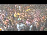 Celebrating Holi at the famous Banke Bihari Temple of Vrindavan