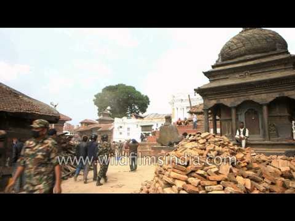 Basantapur Durbar Square after a magnitude 7.8 earthquake struck Nepal