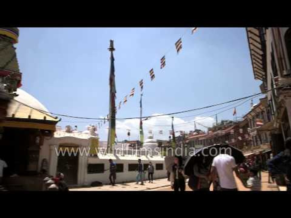 People visit Boudhanath stupa after earthquake tremors - Nepal
