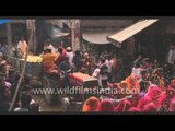 Spreading flowers : Procession of 'Phoolon ki Holi' in Gokul, India