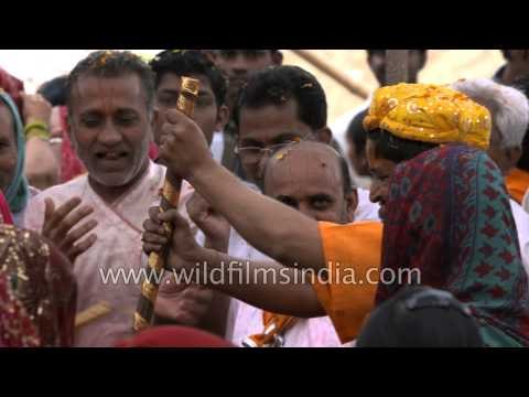 People daubed in colours celebrate Holi - Vrindavan