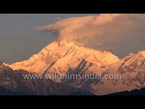 Stunning golden sunset over India's highest mountain - Kanchenjunga