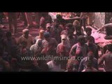 Holi festival capture in slow motion - Banke Bihari temple, Vrindavan