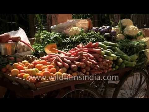 Man sells vegetables and fruits in Rishikesh