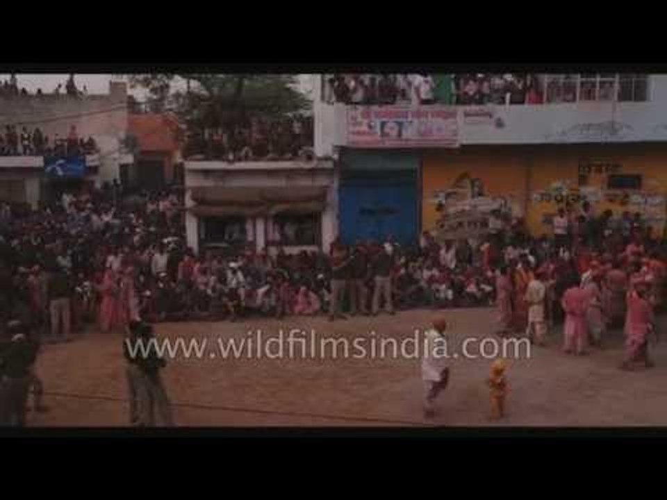 Crowd gathers for the Barsana Lathmaar Holi - U...