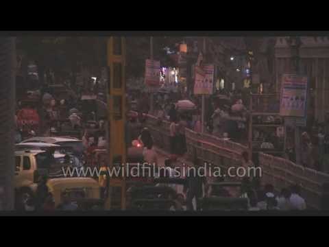 Heavy traffic jam at Chandni Chowk in Old Delhi