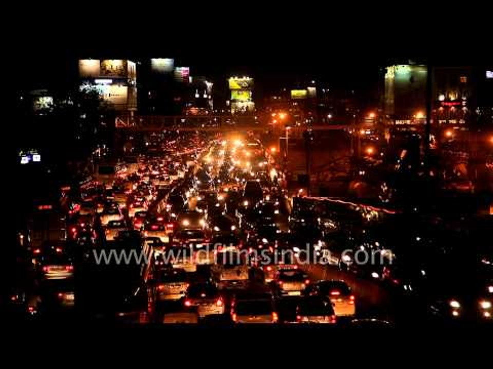 Heavy Delhi rush hour traffic at South Extension