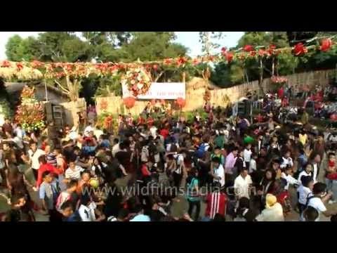 Chhiehlam by a large crowd as Mizo singer Vanlalhlana performs a folk song