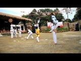Mizo boys display Taekwondo skills - High kick jump