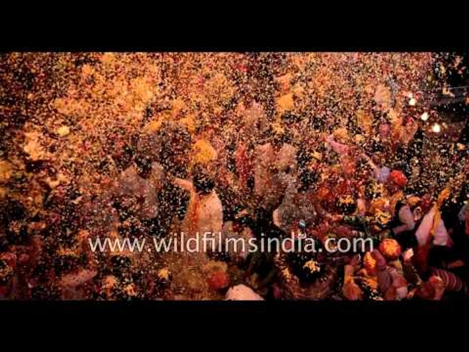 Holi with flowers at Keshi Ghat - Vrindavan