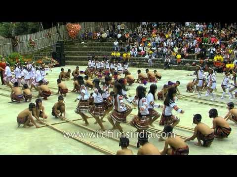 Young Mizos dance cheraw - bamboo dance - Anthurium Festival