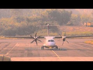Turbo-prop ATR Jet Airways plane lands at Lengpui airport, Aizawl