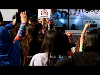 TV actor Lavina Tandon at Women's Day Bike Rally in New Delhi