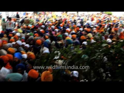 Indian Sikh pilgrims attend religious congregation - Takht Sri Keshgarh Sahib, Punjab
