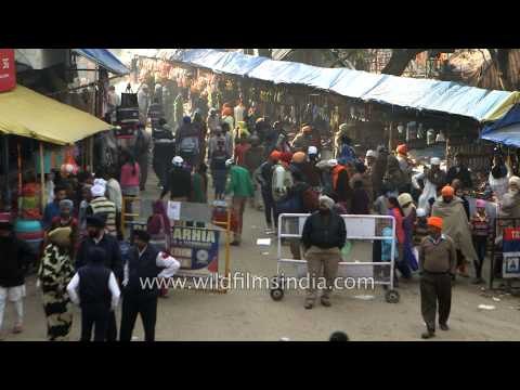 View of crowded street market - Anandpur Sahib in Punjab