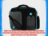 AQUA Trim BLACK Pindar Durable Water-Resistant Nylon Protective Carrying Case Messenger Shoulder