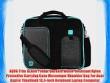 AQUA Trim BLACK Pindar Durable Water-Resistant Nylon Protective Carrying Case Messenger Shoulder