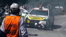 Fire destroys rally car