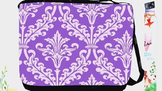 Rikki KnightTM Violet Color Damask Design Messenger Bag - Shoulder Bag - School Bag for School