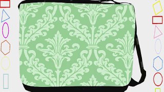 Rikki KnightTM Mint Green Color Damask Design Messenger Bag - Shoulder Bag - School Bag for