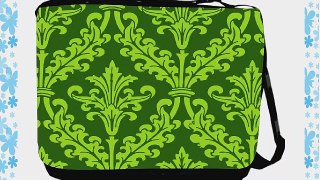 Rikki KnightTM Olive Green Color Damask Design Messenger Bag - Shoulder Bag - School Bag for