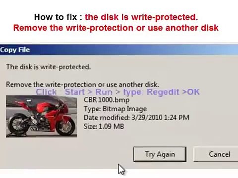 How to fix The disk is write-protected. Remove the write-protection or use another disk