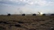 Батарея САУ МСТА-С ВСУ ведет огонь. Боевые действия на Юго-Востоке Украины.Июль 2014