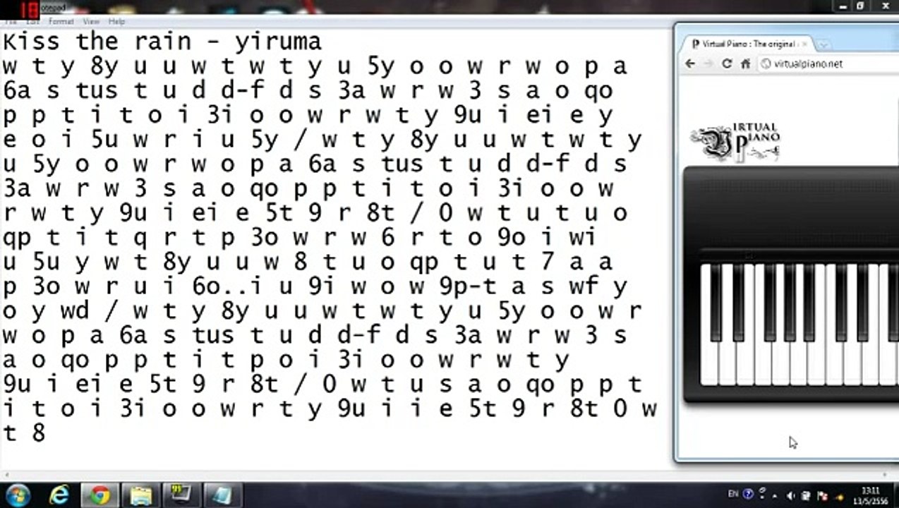 Virtual Piano Kiss The Rain Yiruma Video Dailymotion