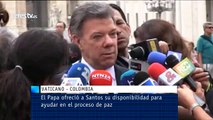 El Papa Francisco ofreció a Santos su disponibilidad para ayudar en el proceso de paz