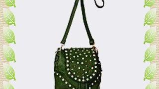 Green Embelished ''Drawstring Crossbody'' Backpack-Convertible Bag