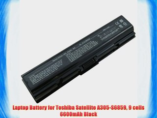 Laptop Battery for Toshiba Satellite A305-S6859 9 cells 6600mAh Black