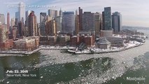 Drone footage reveals birds-eye-view of an icy Hudson River | Mashable
