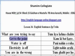 lesson thirty six English sentences By Sir tariq