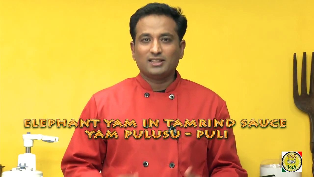 Yam cooked with Tamarind Gravy - By VahChef @ VahRehVah.com