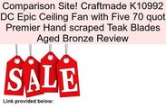 Craftmade K10992 DC Epic Ceiling Fan with Five 70 quot Premier Hand scraped Teak Blades Aged Bronze Review