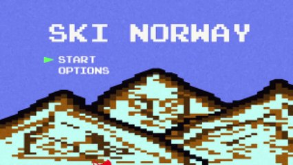 Une descente à ski filmée à la manière d'un jeu vidéo 8 bits