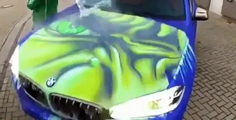 A car BMW X6 turns into the Hulk