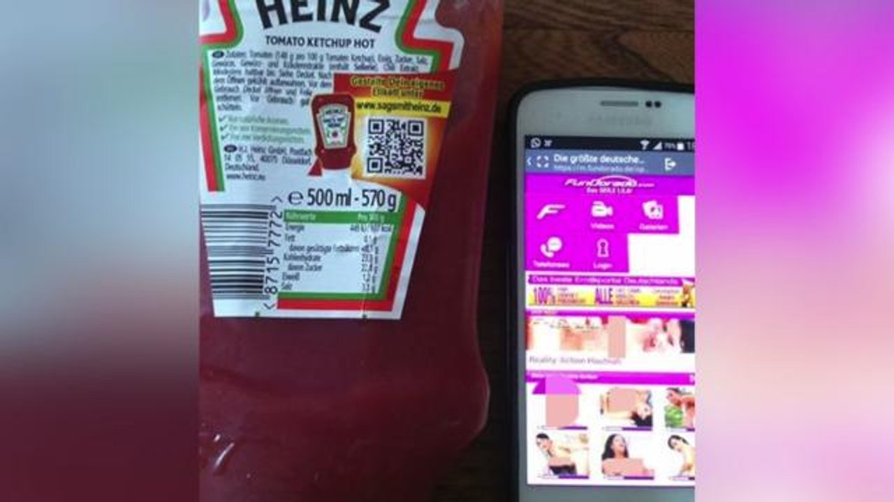 QR code on Heinz ketchup bottle leads to porn site video Dailymotion