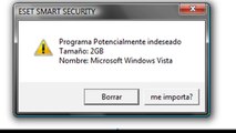 mensajes de Error chistosos Versión Windows Vista