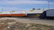 Trucks and Trains - Kramer Junction - Highway 58 - California - USA - March 2011
