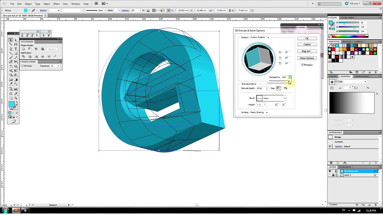 How to create FULL 3D logo design in Adobe Illustrator CS5 HD1080p (eG)