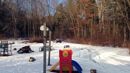 Playing in the snow on a four wheeler - Crash