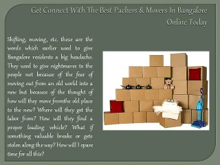 Get Connect With The Best Packers & Movers In Bangalore Online Today