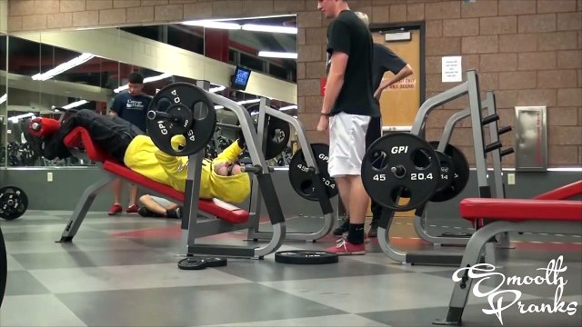 Gym Pranks: Old Man Lifting Weights In The Gym