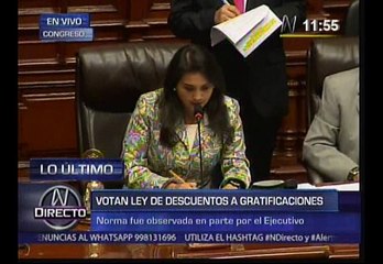 Gratificaciones: pleno insistió y aprobó exención permanente