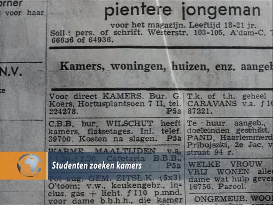 Studenten zoeken kamers - 1965
