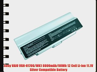 Sony VAIO VGN-N170G/WK1 8800mAh/98Wh 12 Cell Li-ion 11.1V Silver Compatible Battery