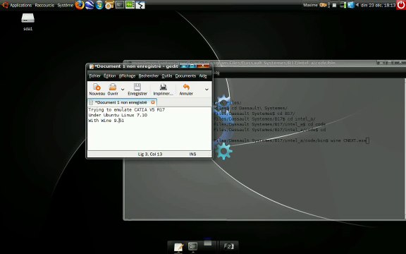 Trying to launch CATIA V5 under Ubuntu Linux 7.10 with Wine