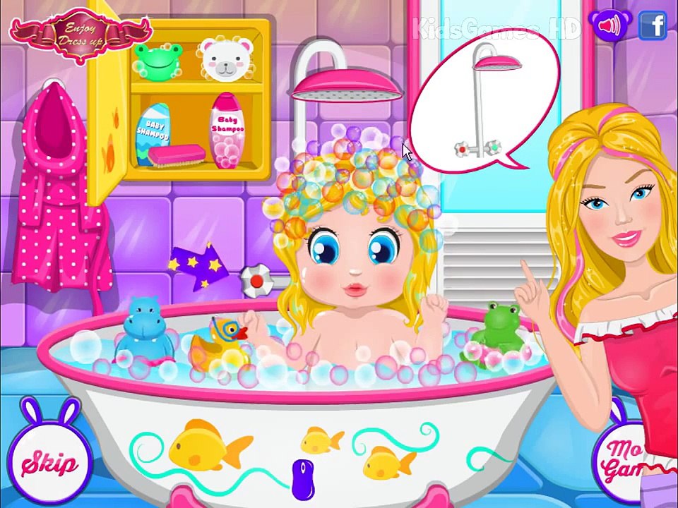 Barbie Game Cartoon Baby Barbie Bedtime Shower Baby Game For Kids